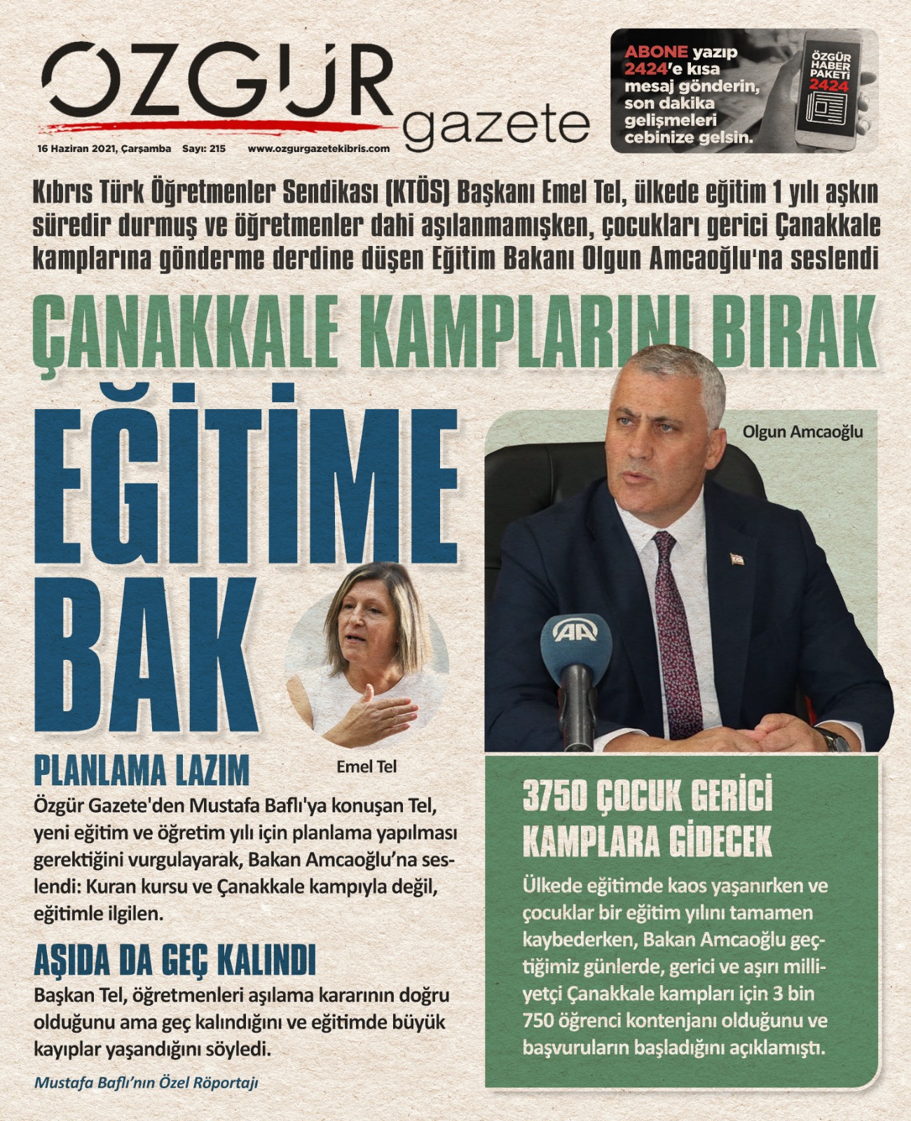 ozgur_gazete_kibris_egitibakani_yuz_yuze