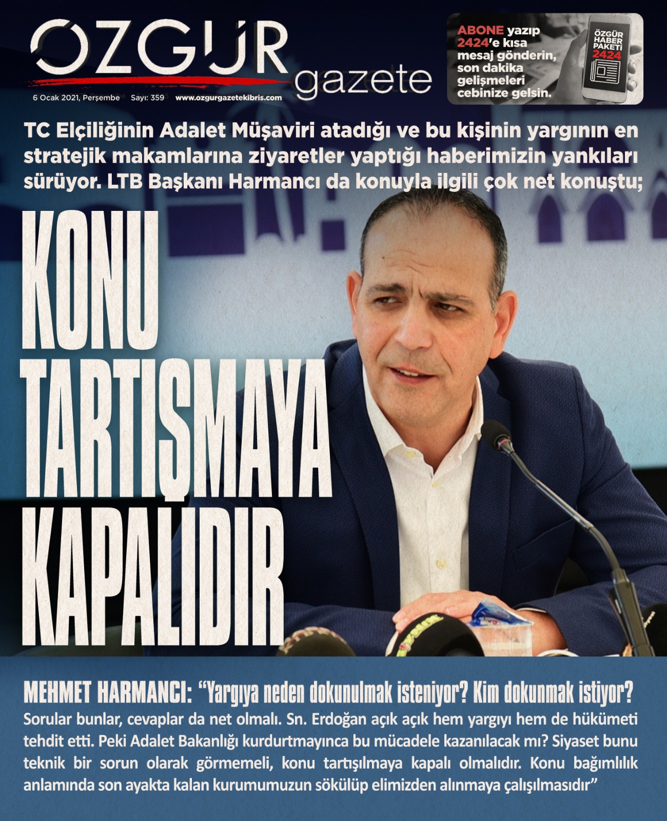ozgur_gazete_kibris_mehmet_harmanci_elcilik_adalet_musaviri