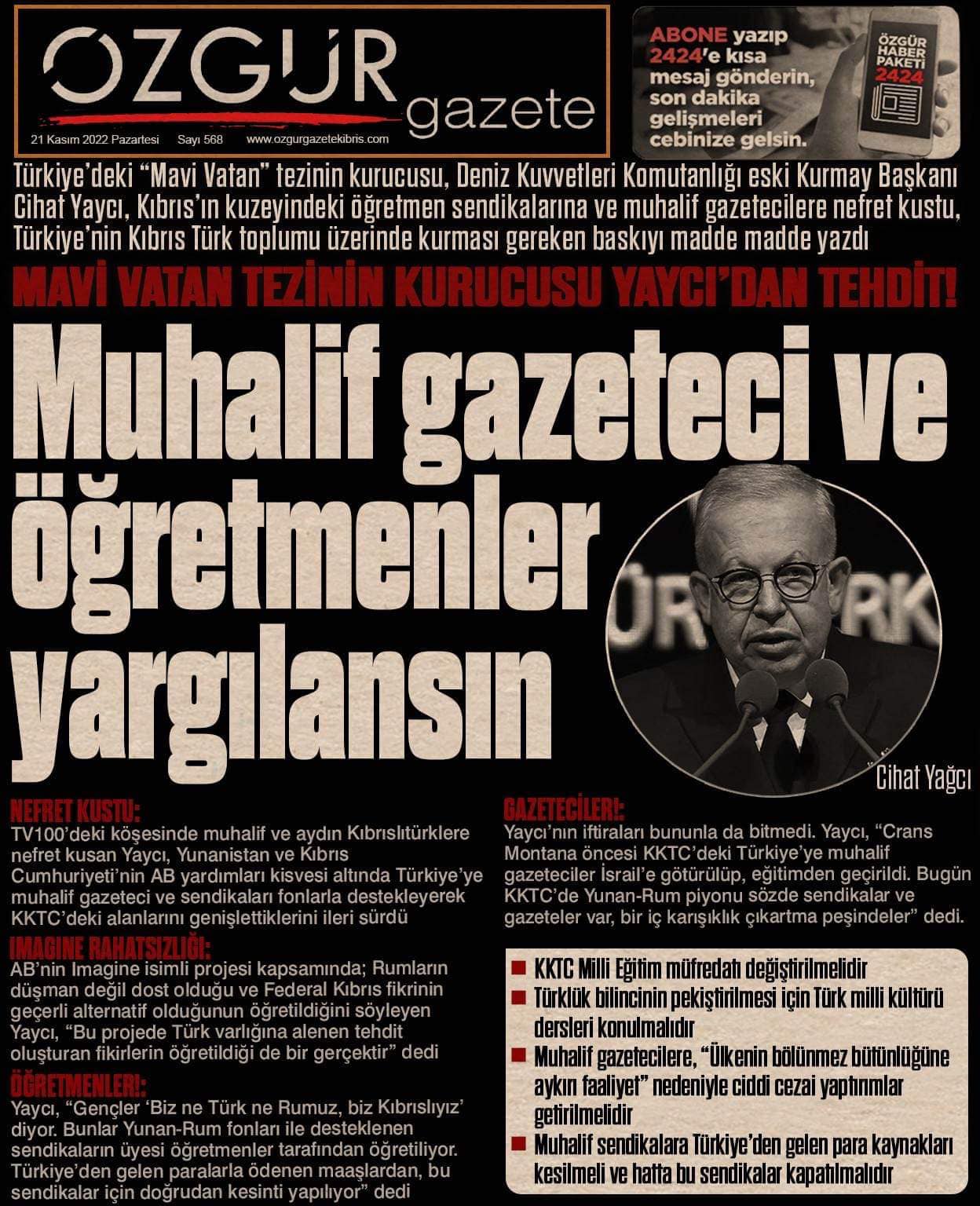 ozgur_gazete_kibris_cihat_yagci_gazeteci_ogretmen_yargi