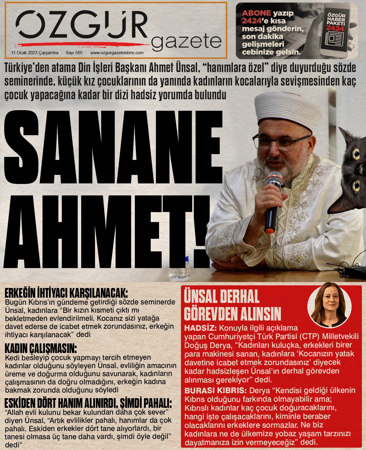 ozgur_gazete_kibris_ahmet_unsal_din_isleri
