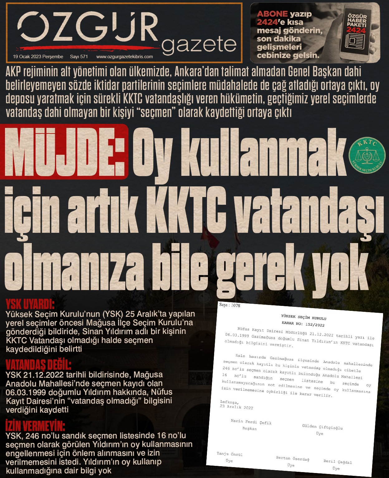 ozgur_gazete_kibris_sahte_secmen_kktc
