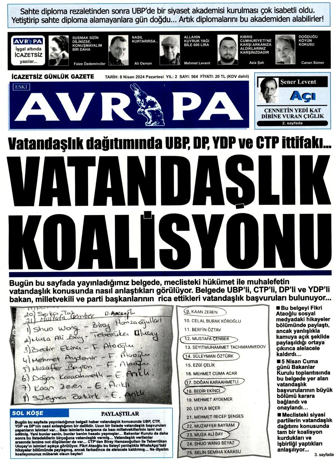 ozgur_gazete_kibris_avrupa_gazetesi_hukumet_muhalefet_vatandaslik_listesi